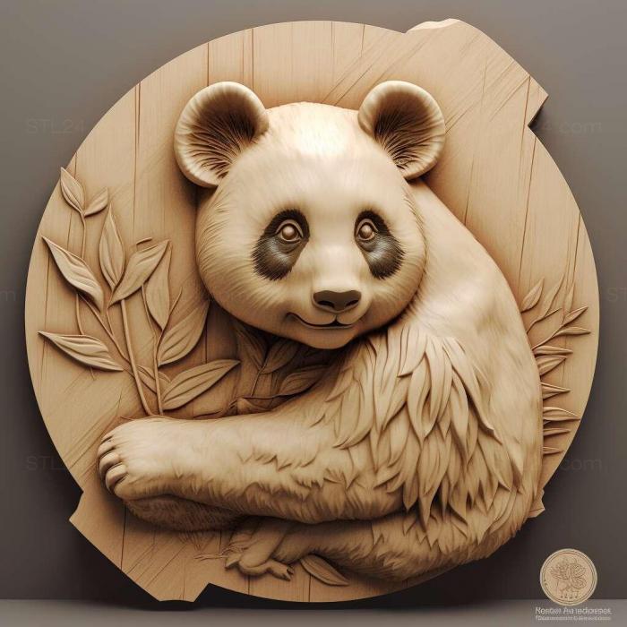 Природа и животные (Маленькая панда 1, NATURE_413) 3D модель для ЧПУ станка